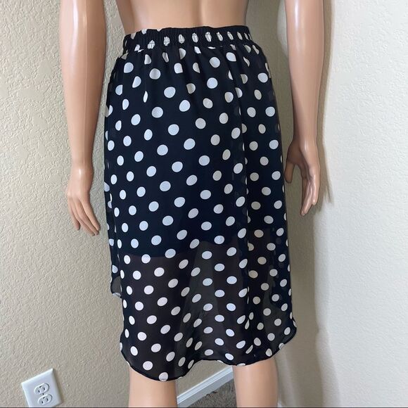 D-signed Disney high low black & white polka dot light weight skirt SZ L zip up - Picture 5 of 9